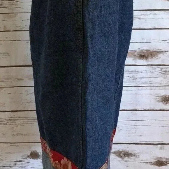 SUBURBAN GIRL Women Blue Denim Red Trim Cotton Straight Mid Calf Skirt Sz Small - Picture 7 of 11